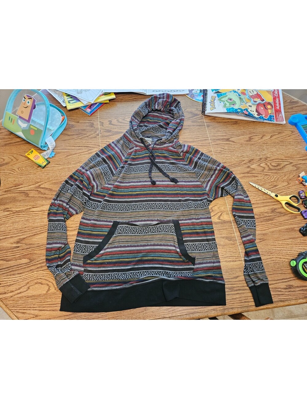 MENS MULTICOLOR GIANT TRIBAL HOODIE SWEATSHIRT SIZE M